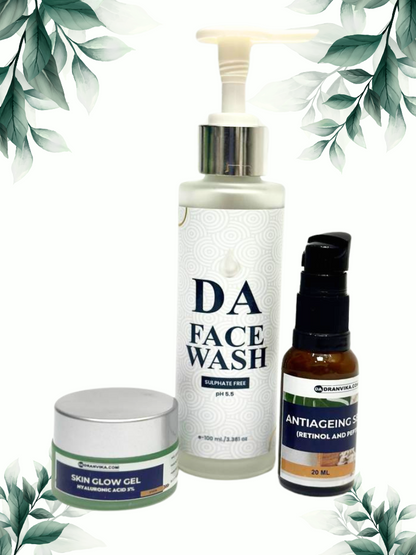 Night Routine Treatment for Face - DA Face wash, DA Skin Glow Gel And DA Retinol (Anti-Ageing) Serum