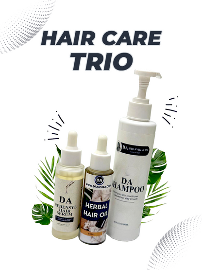 DA Hair Care Trio - Redensyl Hair Serum, Herbal Hair Oil And Shampoo For Longer and Denser Hair